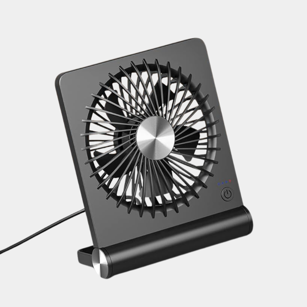 Black Ultra Slim Quiet 3 Speed Adjustable USB Powered Modern Desk Fan