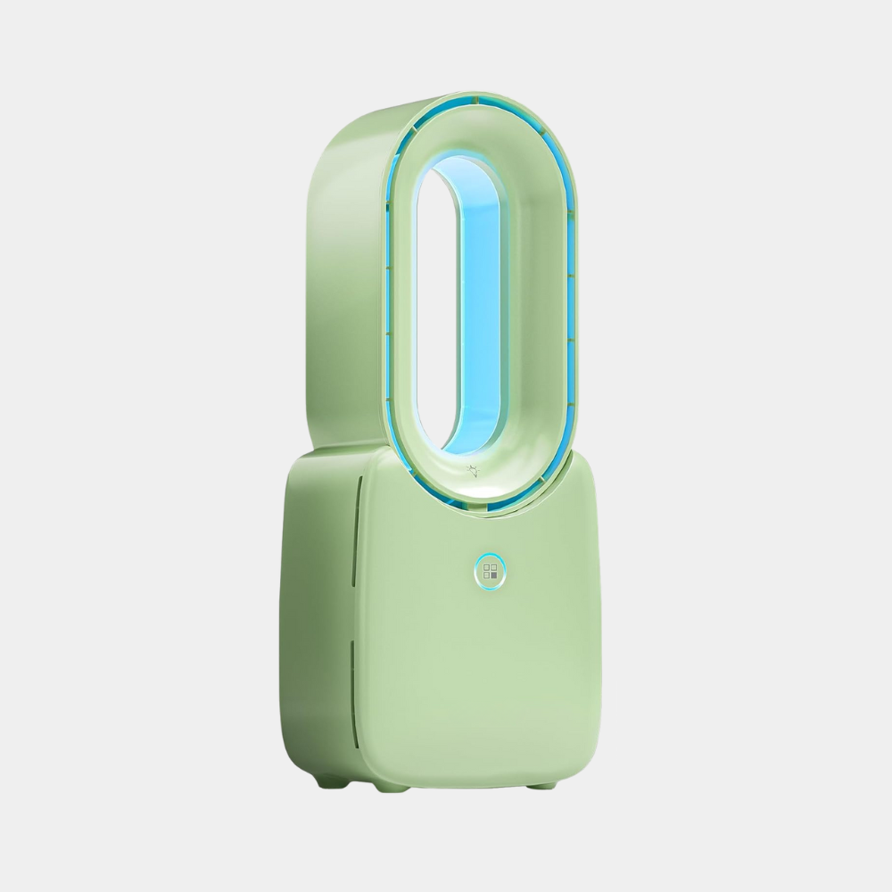 Green Portable Smart LED Light Gift Kids Office Bedroom Cooling Bladeless Desk Fan