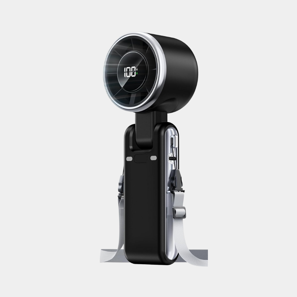 Black Battery Powered 5 Speed Turbo High Velocity Portable Quiet Travel Handheld Fan