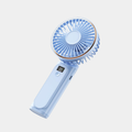 Light Blue Battery Powered Ice Cooling Plate High Speed Digital Display Travel Handheld Fan
