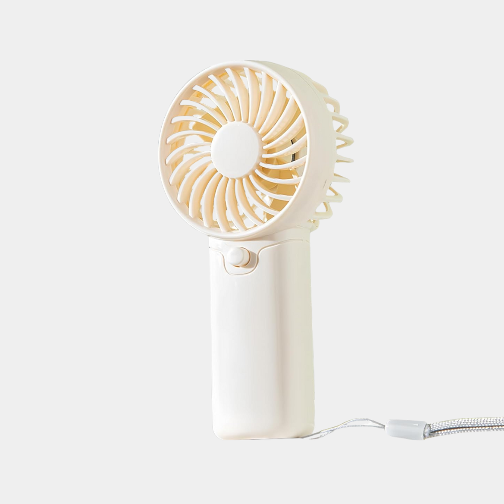 Cream Battery Powered Foldable High Speed Portable Travel Mini Handheld Fan