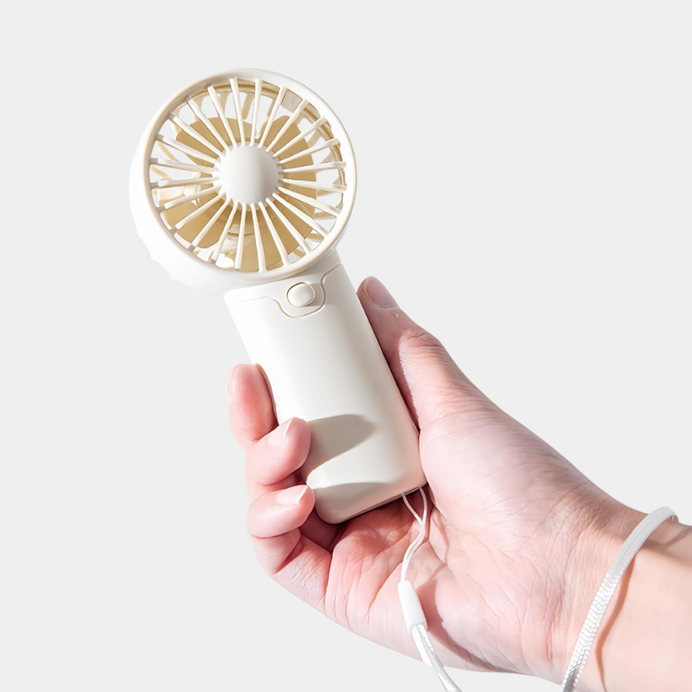Cream Battery Powered Foldable High Speed Portable Travel Mini Handheld Fan