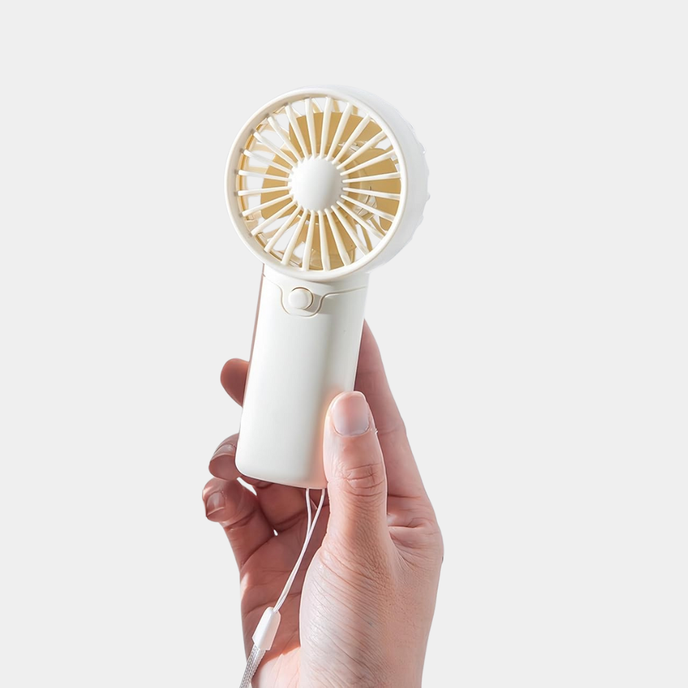 Cream Battery Powered Foldable High Speed Portable Travel Mini Handheld Fan