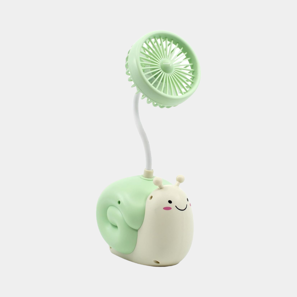 Green Battery Powered Snail Shaped Pen Holder Portable High Speed Personal Fan
