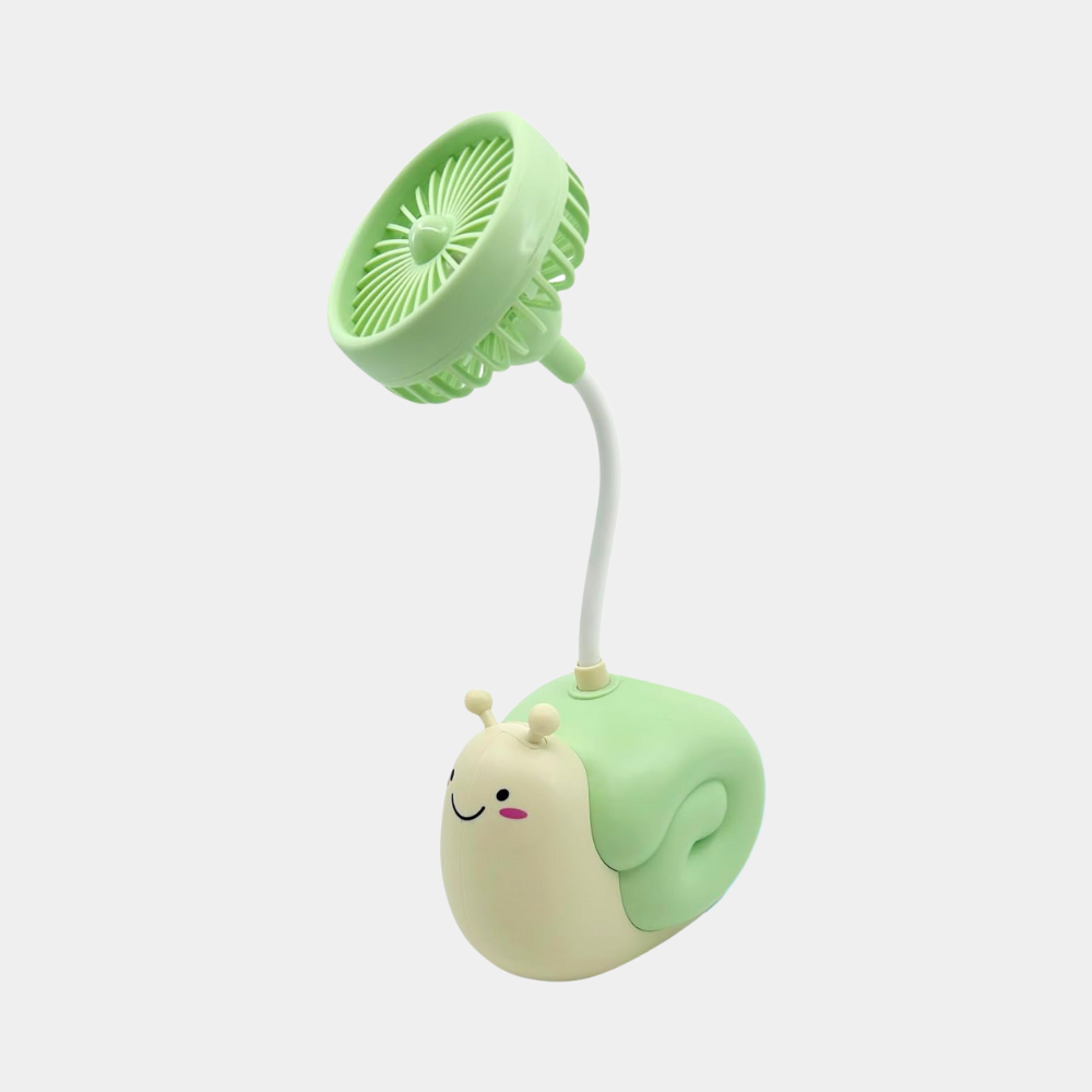 Green Battery Powered Snail Shaped Pen Holder Portable High Speed Personal Fan