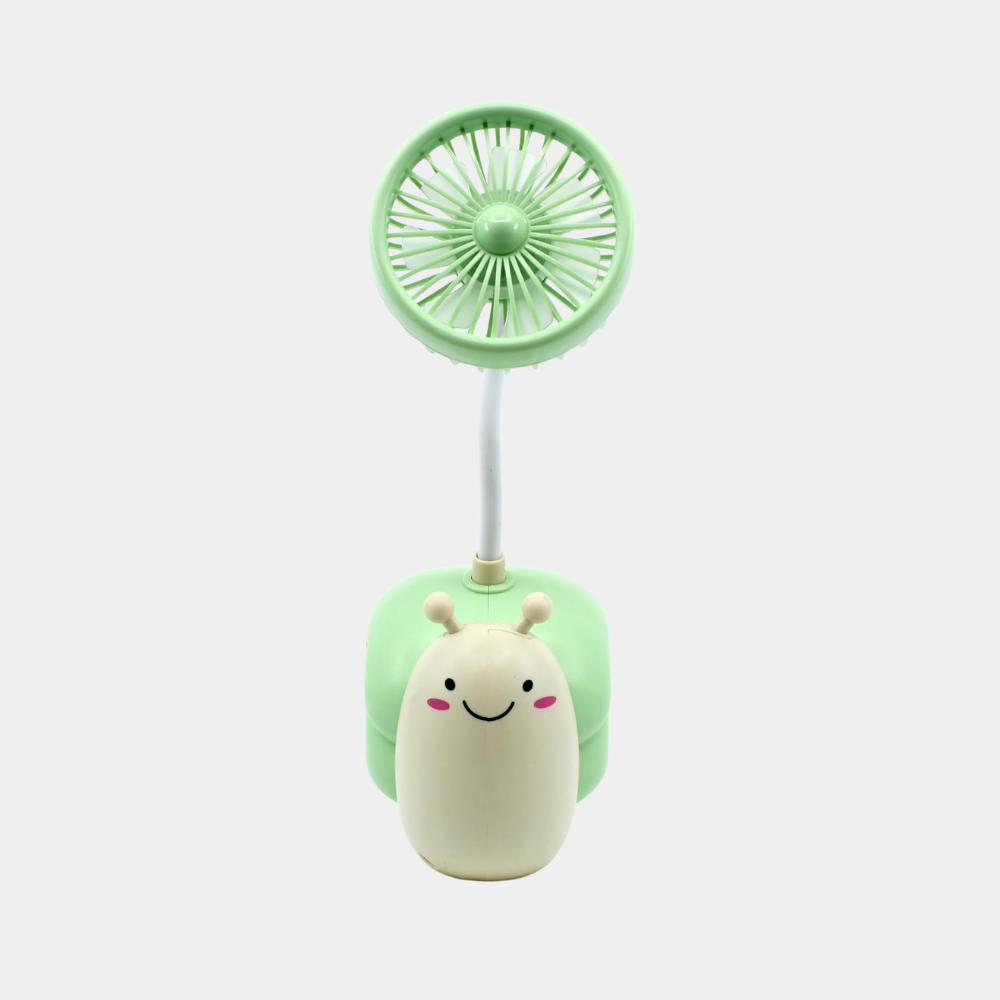 Green Battery Powered Snail Shaped Pen Holder Portable High Speed Personal Fan