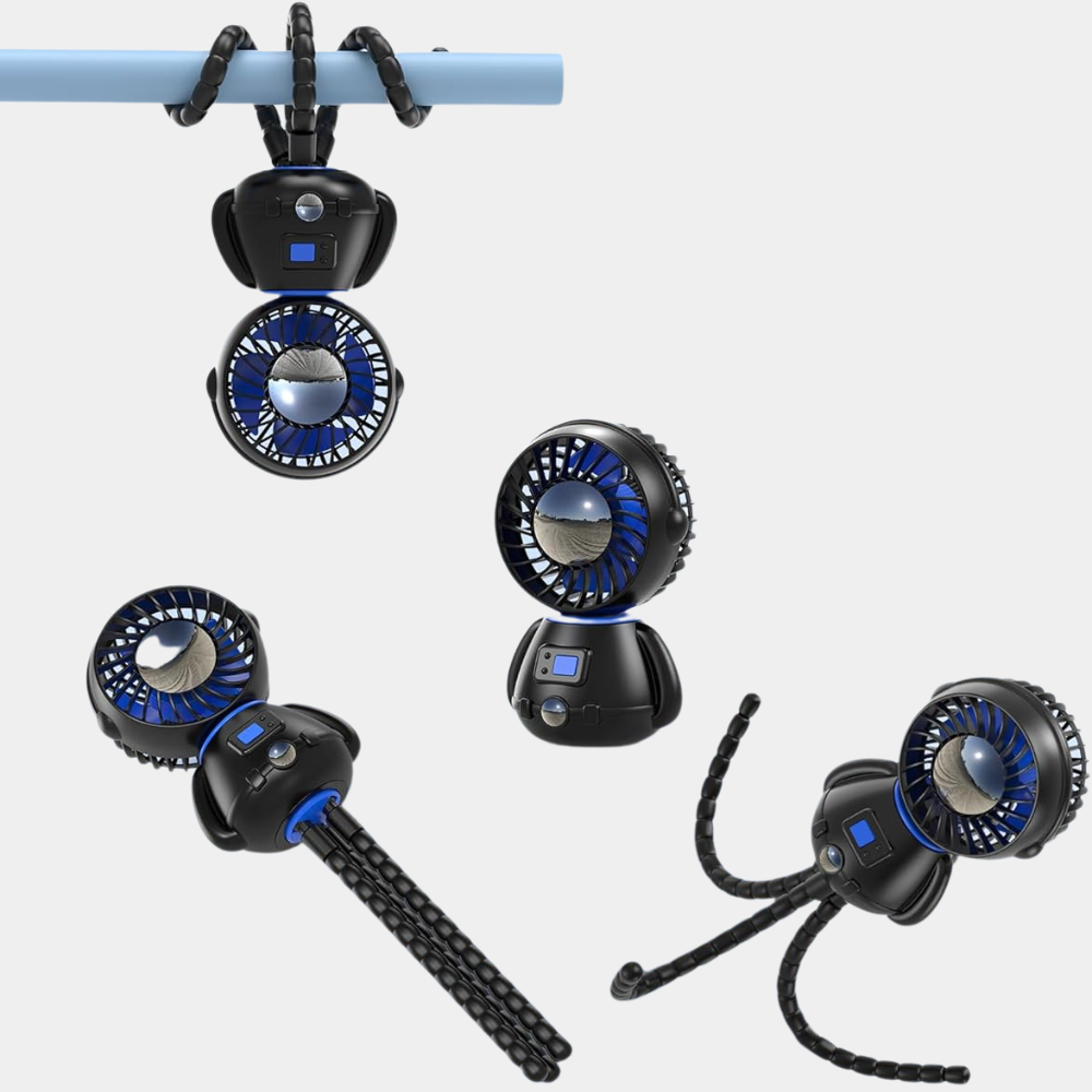 Black Battery Powered Astronaut Shaped Flexible Tripod Portable High Speed Personal Fan