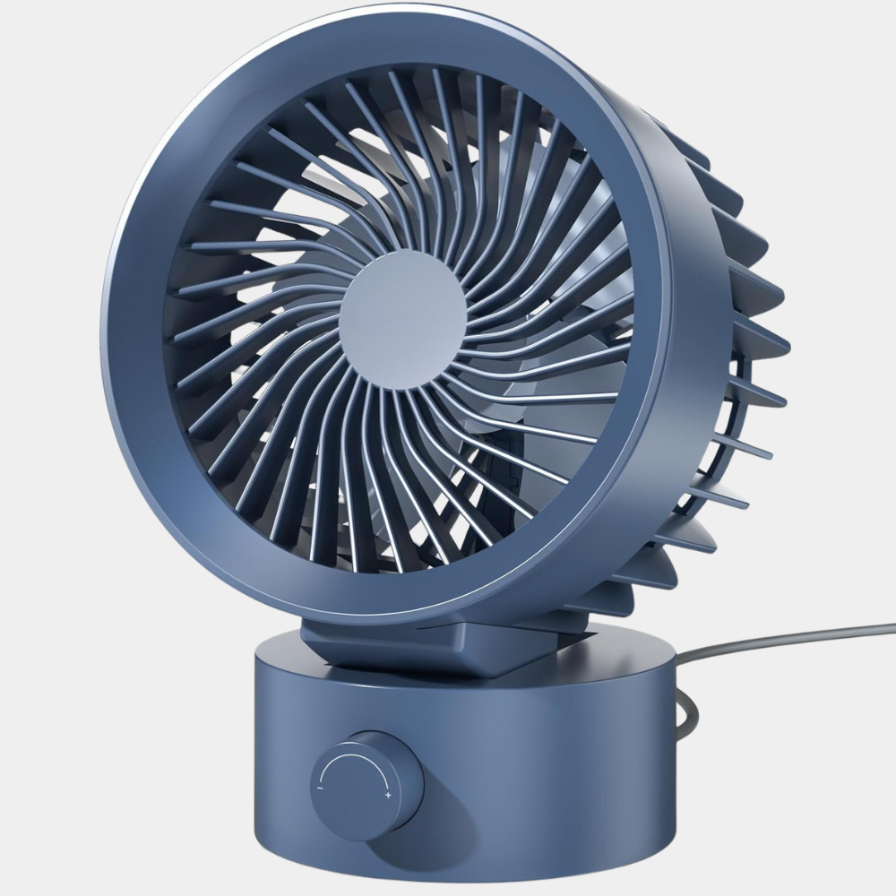 Blue Stepless Speed Portable Quiet Gift Office Home Dorm Study Personal Desk Fan