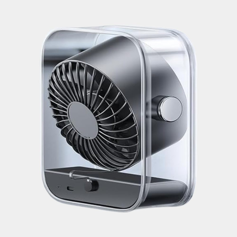 Black Battery Powered 100 Speed Digital Display Portable Quiet Modern Desk Fan